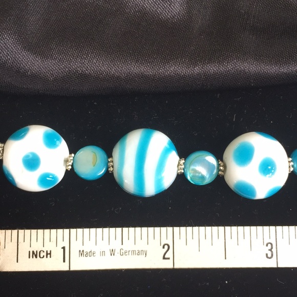 Artisan created; Aqua & white bracelet - Picture 2 of 2